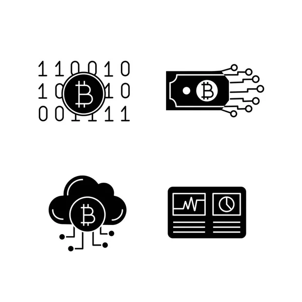Bitcoin Cryptocurrency Glyph Icons Set — Stock Vector