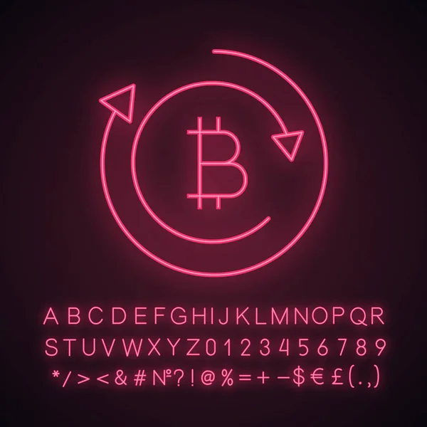 Bitcoin Utbyte Neonljus Ikonen — Stock vektor