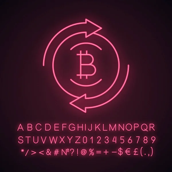 Bitcoin Utbyte Neonljus Ikonen — Stock vektor