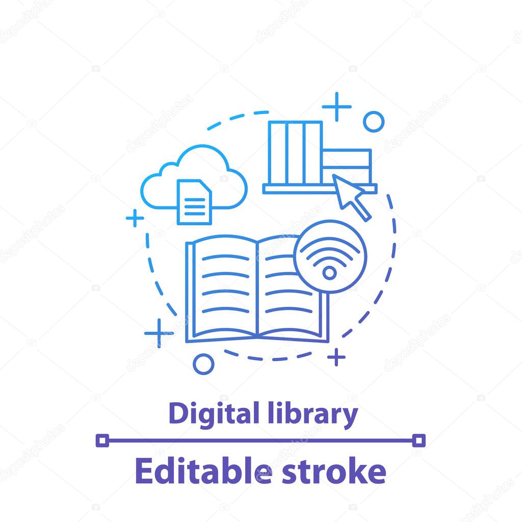 Digital library concept icon.