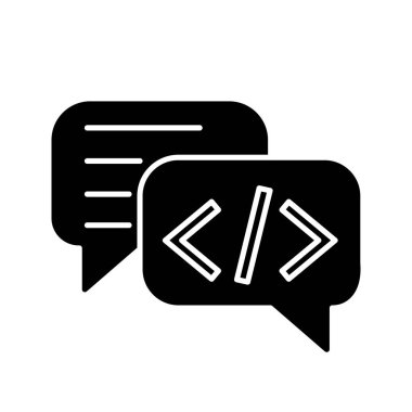 Sohbet etmek kodlama glif simgesi. 