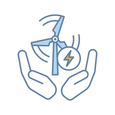 Rüzgar enerjisi türbini eller renk simgesi. 