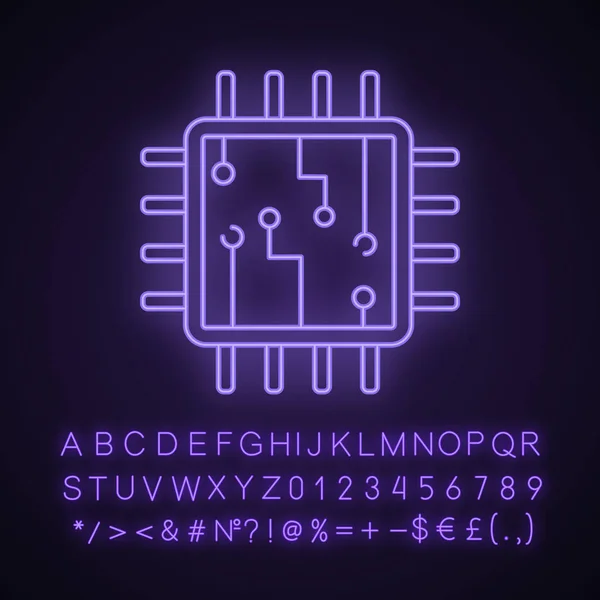 电脑芯片霓虹灯图标 — 图库矢量图片