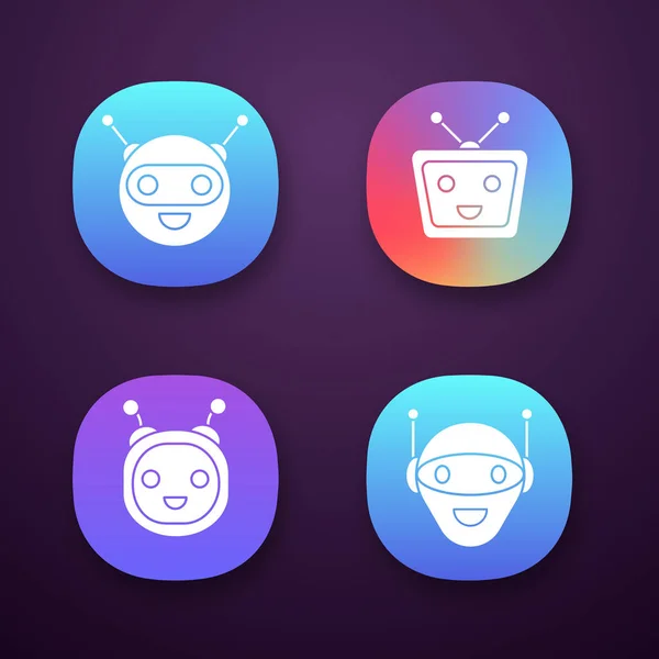 Set Icone Dell App Chatbots — Vettoriale Stock