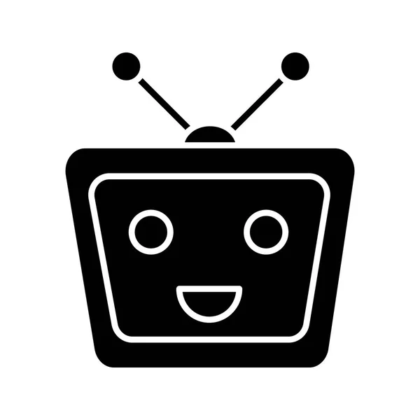 Chatbot Glyph Pictogram Witte Achtergrond — Stockvector