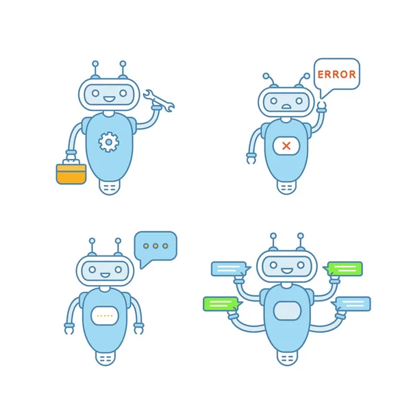 Chatbots Färg Ikoner Set — Stock vektor