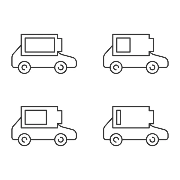 Lineare Symbole Für Das Laden Von Elektroautos — Stockvektor