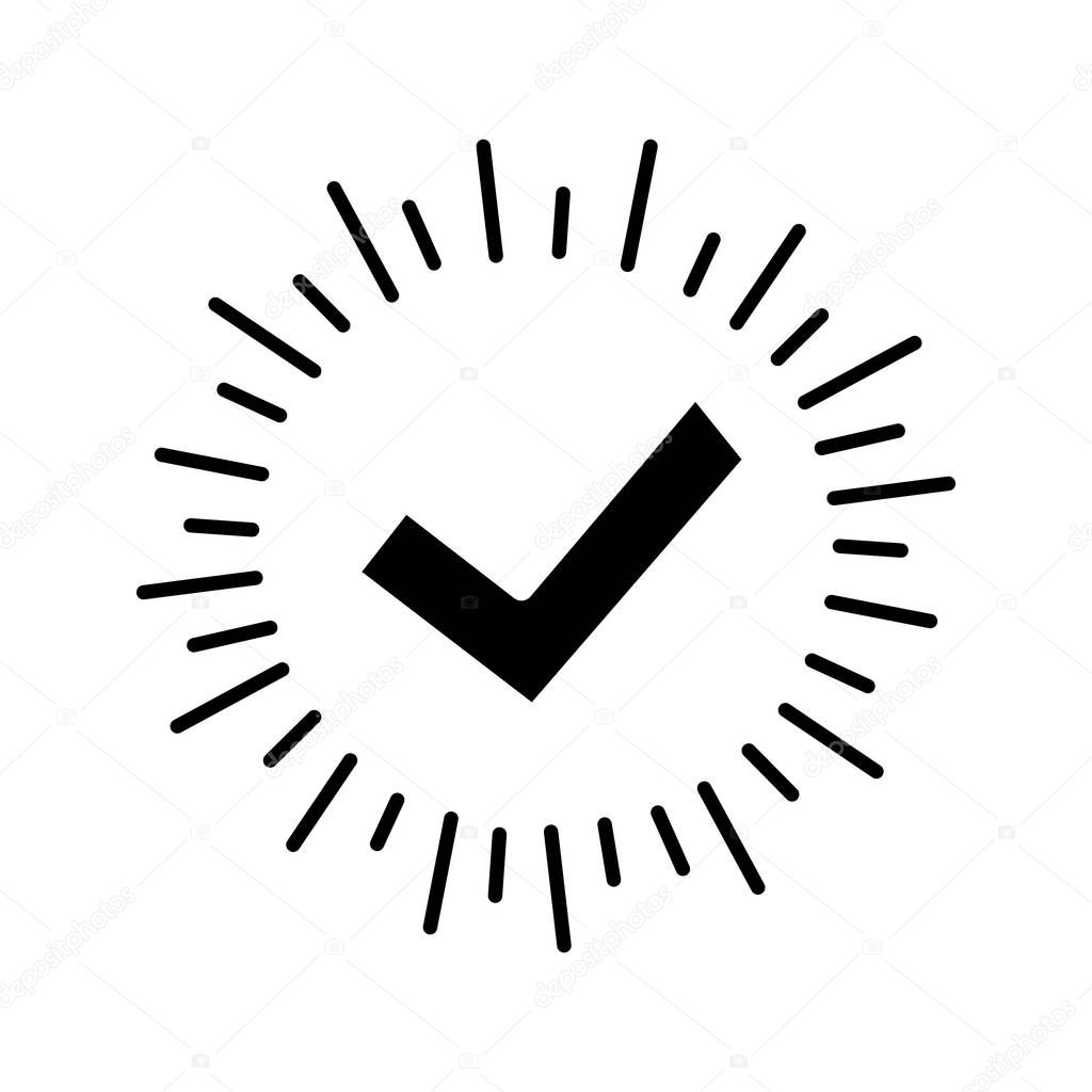 Checkmark glyph icon on white background