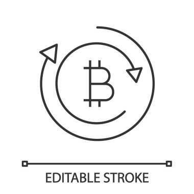 Bitcoin Satım doğrusal simgesi, dijital para hareket