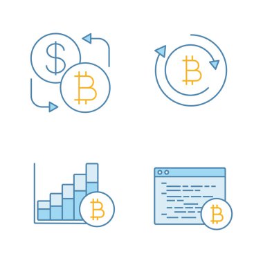 Bitcoin cryptocurrency renk Icons set