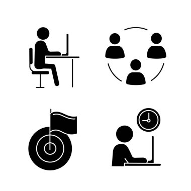 İş yönetimi glif Icons Set