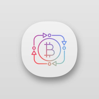 Bitcoin Satım app simgesi, dijital para hareket