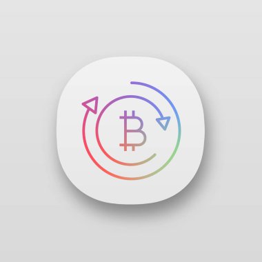 Bitcoin Satım app simgesi, dijital para hareket