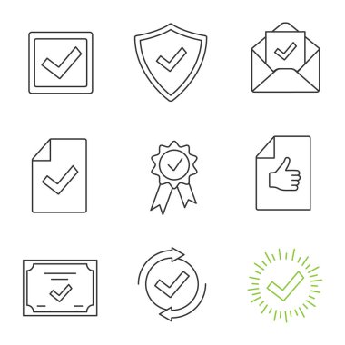 Doğrusal Icons set, beyaz arka plan üzerinde izole onaylama