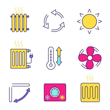 Klima renk Icons set