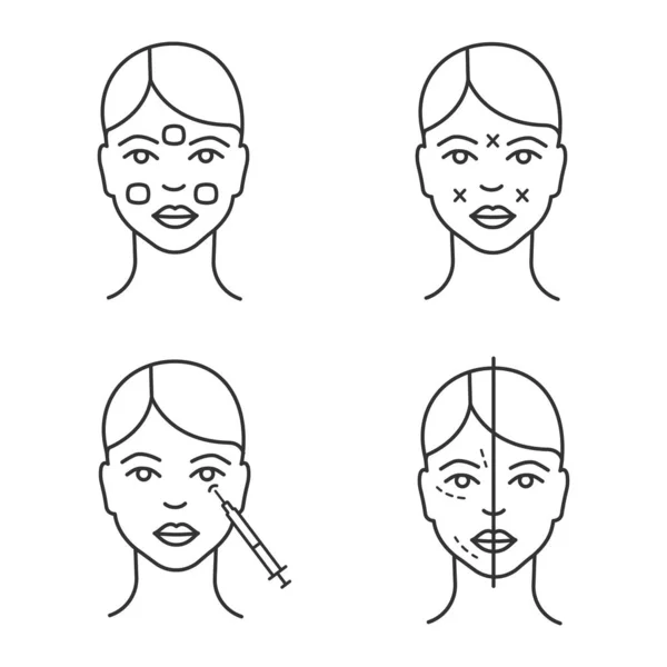 Conjunto Iconos Lineales Inyección Botox — Vector de stock