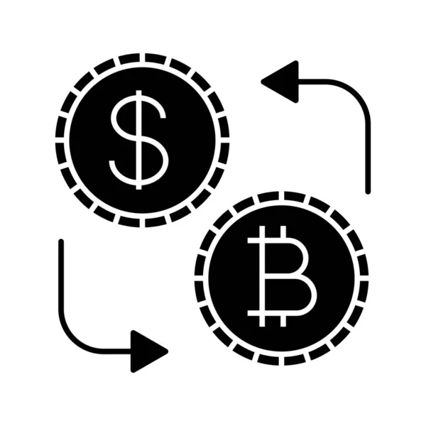 Bitcoin Dólar Ícone Glifo Câmbio — Vetor de Stock