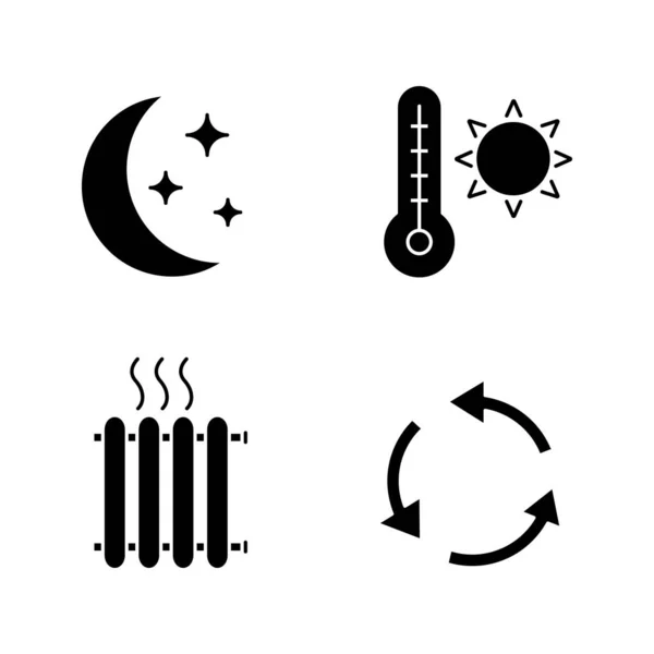 Air Conditioning Glyph Icons Set — Stock Vector