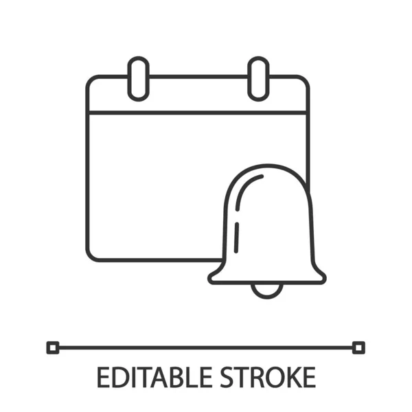 Lineares Symbol Für Ereignisbenachrichtigung Kalender Mit Glocke — Stockvektor