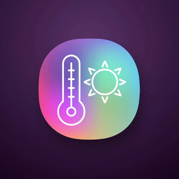 Zomer Temperatuur App Pictogram Hoge Temperatuur — Stockvector