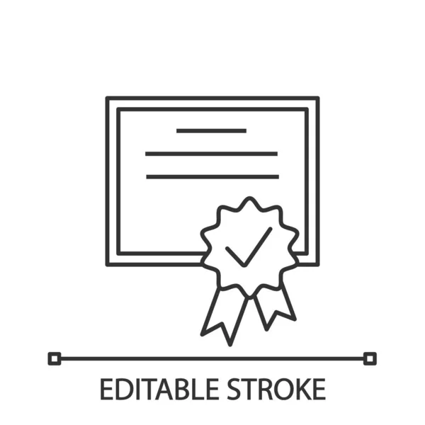 Icono Lineal Certificado Carrera Editable — Vector de stock