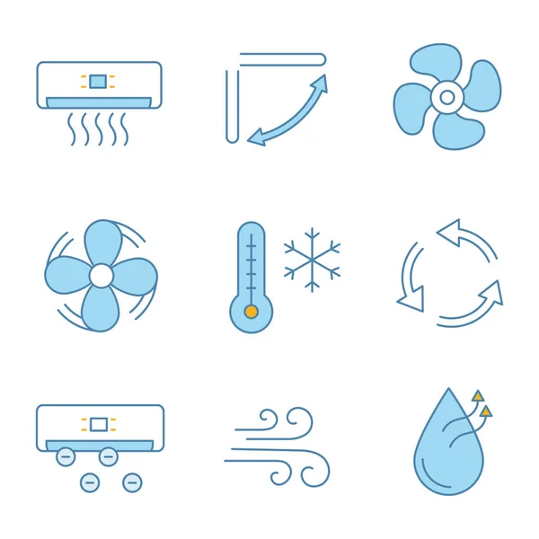 Air Conditioning Color Icons Set — Stock Vector