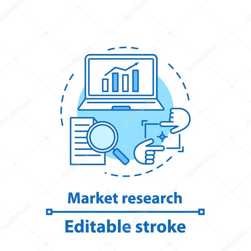 Market research concept icon, data analyzing