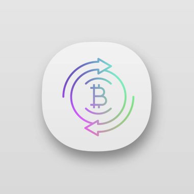 Bitcoin Satım app simgesi, dijital para hareket