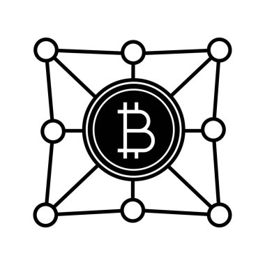 Blockchain ağ glif simgesini, dijital para