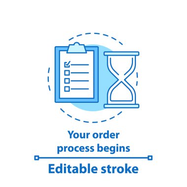 Sipariş işleme kavramı simge, görev fikir ince hat illüstrasyon planlama