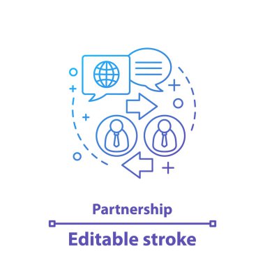 Ortaklık kavramı simge, iş başa fikir ince hat illüstrasyon