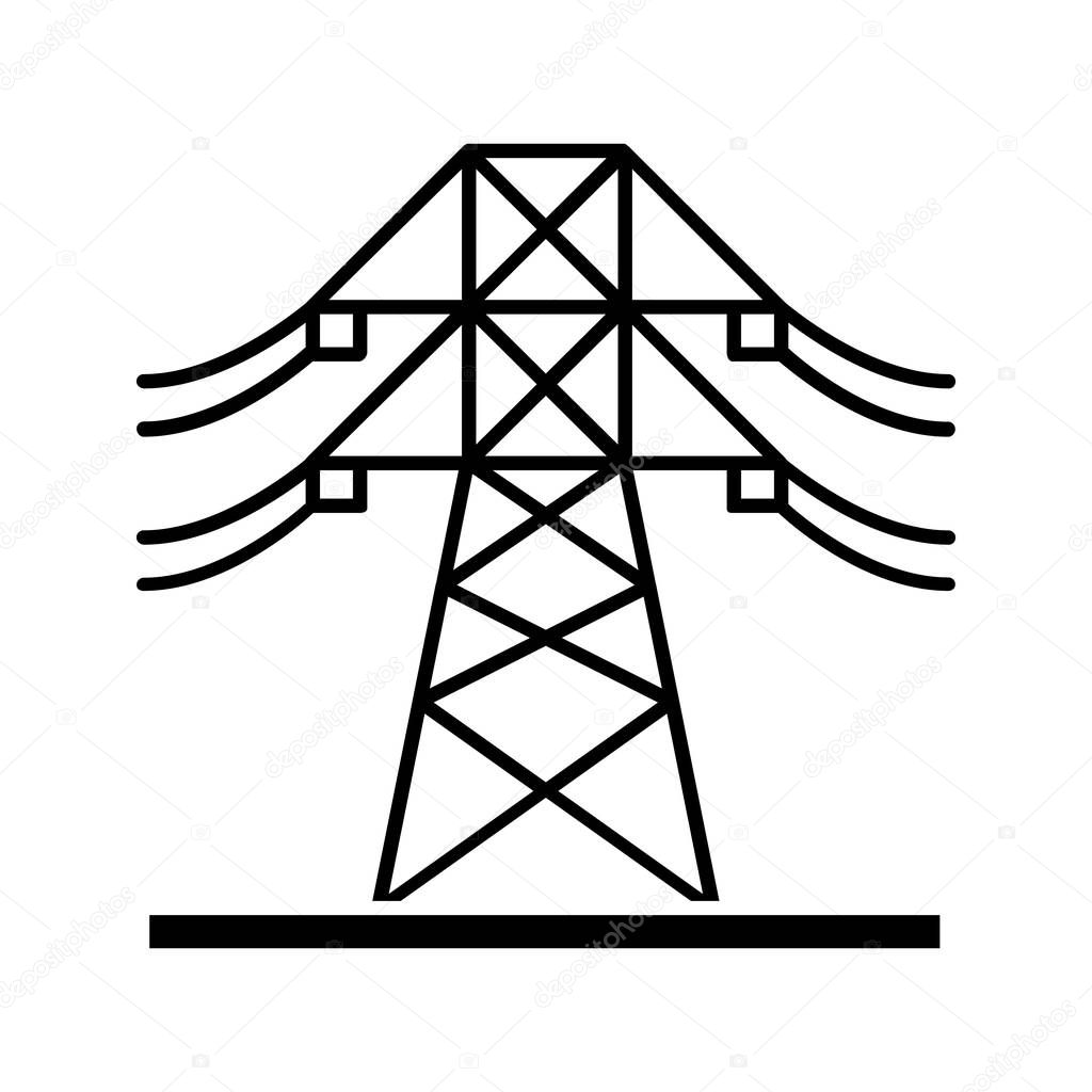 High voltage electric line glyph icon