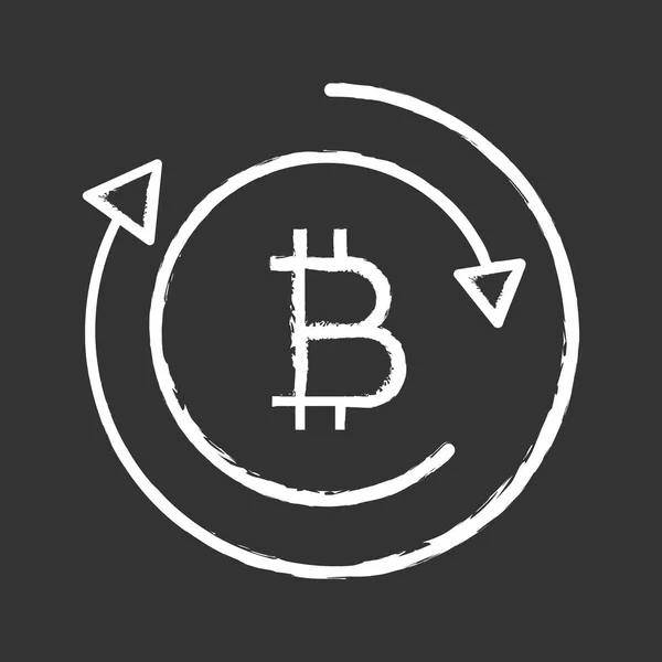 Cercle Flèches Avec Bitcoin Intérieur Icône Craie — Image vectorielle