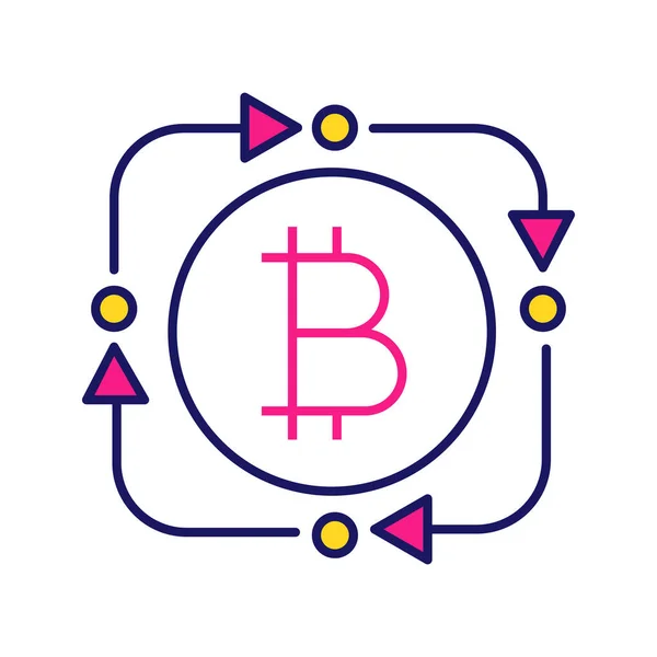 Circle Arrows Bitcoin Color Icon — Stock Vector