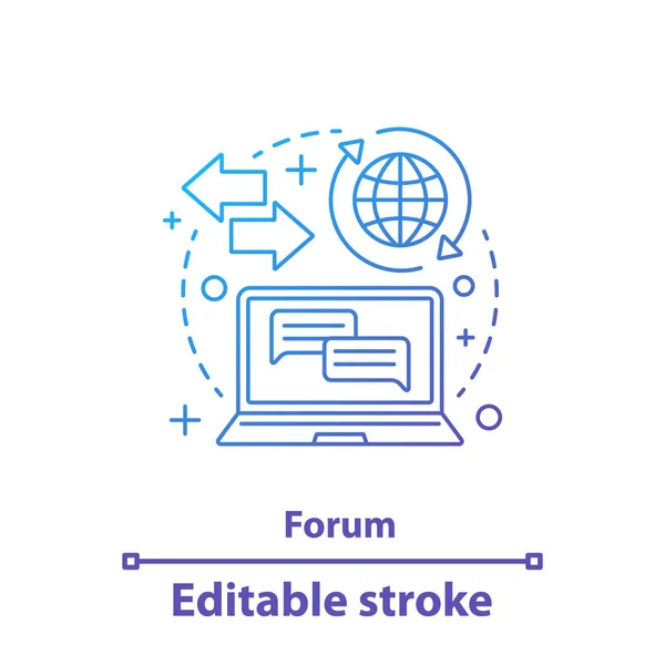 Forum Ordinateur Portable Avec Icône Dessin Contour Médias Sociaux — Image vectorielle