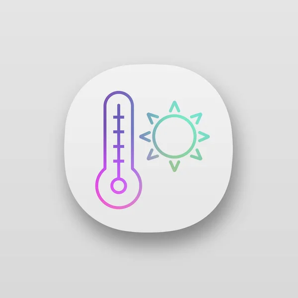 Thermomètre Avec Icône Application Température Été Soleil — Image vectorielle