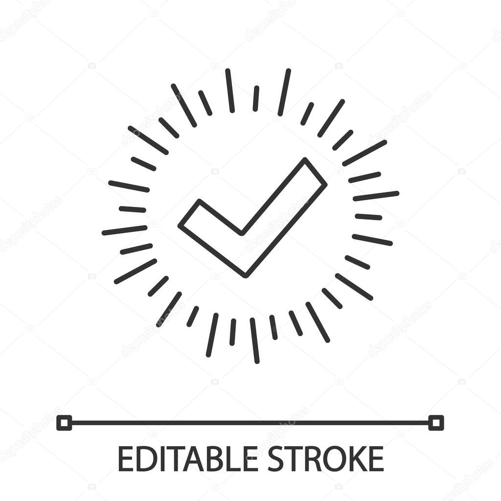 Verification checkmark outline drawing icon.