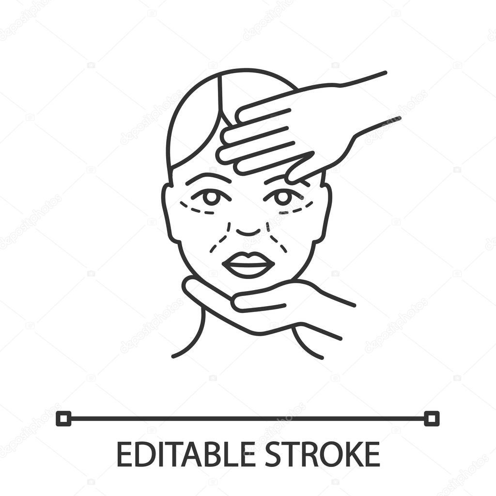 Cosmetologist examination procedure linear icon.