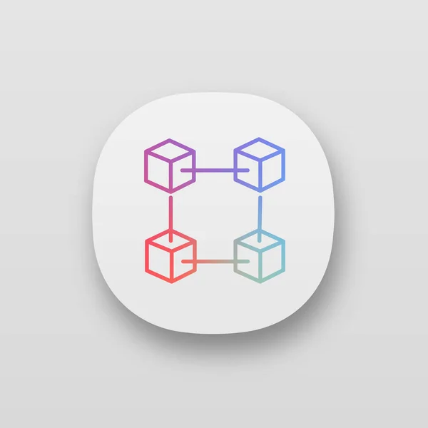 Cubos Conectados Icono Aplicación Tecnología Blockchain — Vector de stock