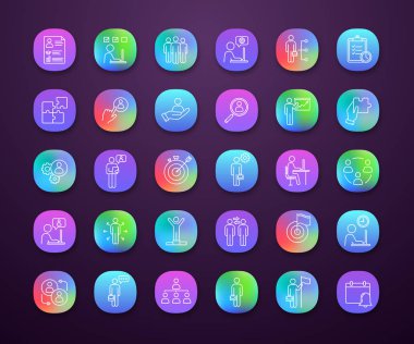 İş yönetimi renkli app Icons set. 
