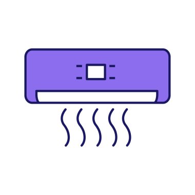 •Hava akışı sembolleri renk simgesi ile Klima. 