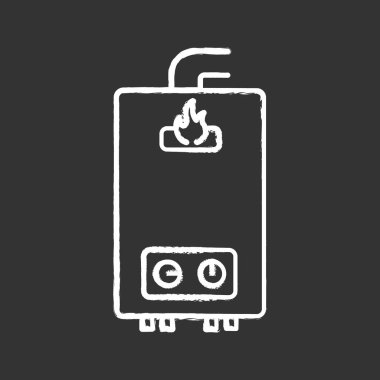 Gaz su kazanı kalorifer tebeşir simgesi. 