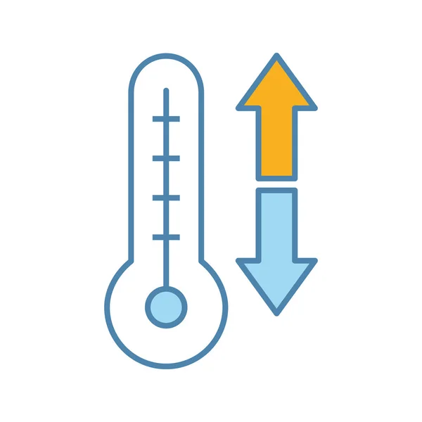 Klimaat Controle Thermometer Met Omlaag Omhoog Pijlen Kleur Pictogram — Stockvector