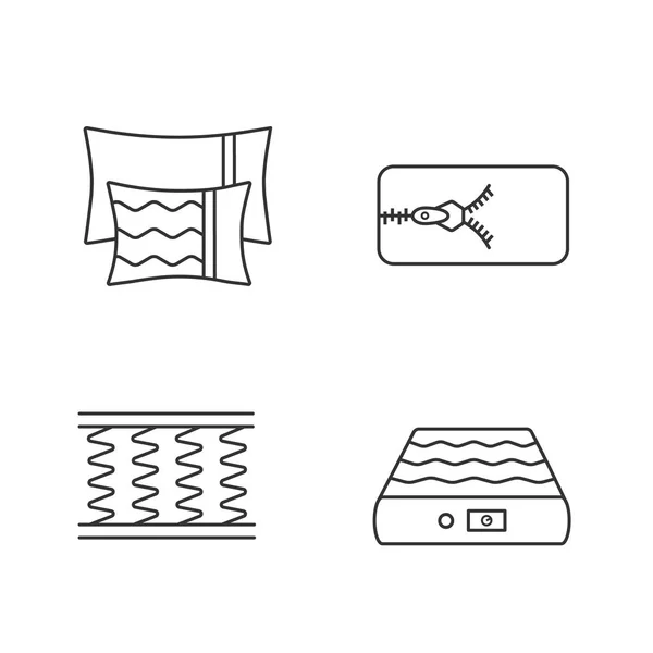 Lineare Symbole Für Orthopädische Matratzen Kissen Abnehmbarer Bezug Feder Und — Stockvektor