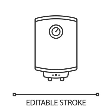 Elektrikli su ısıtıcı beyaz doğrusal simgesine. 