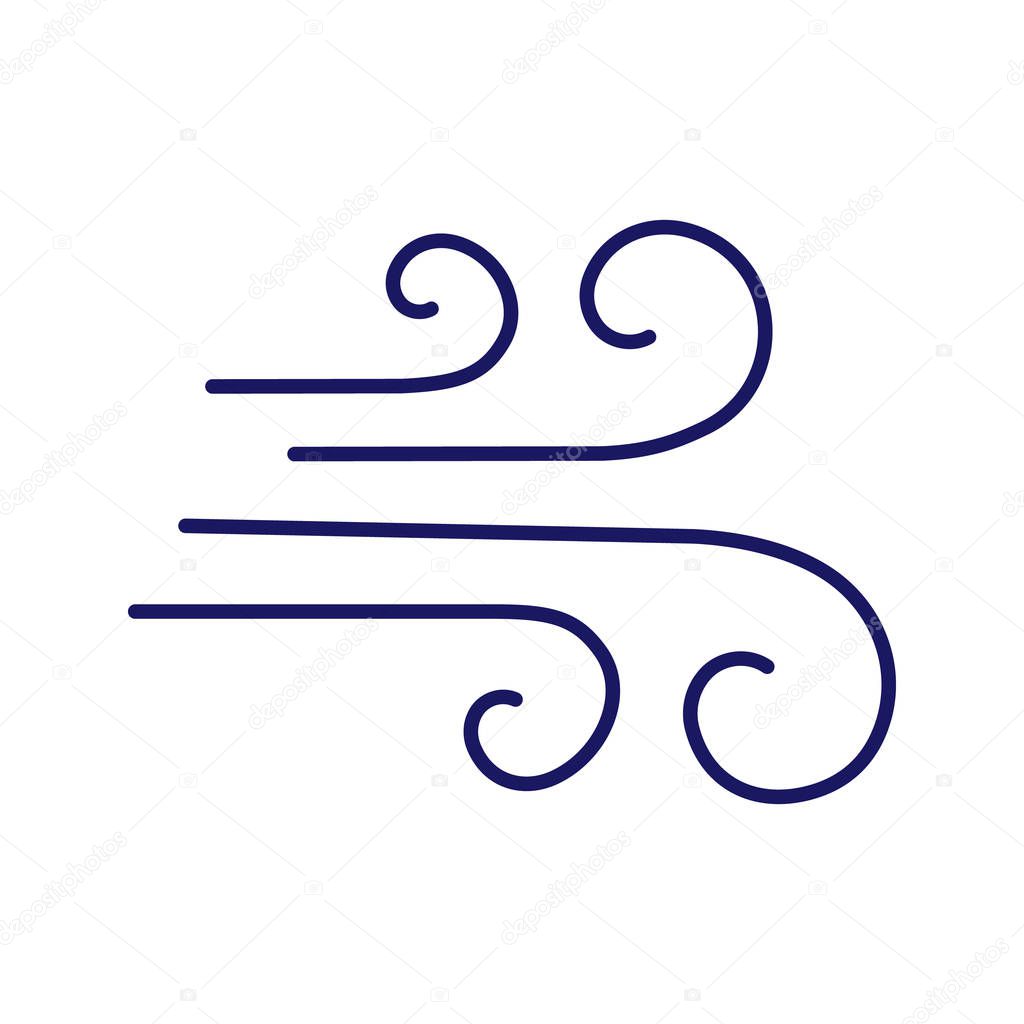 Windy weather airflow color icon.