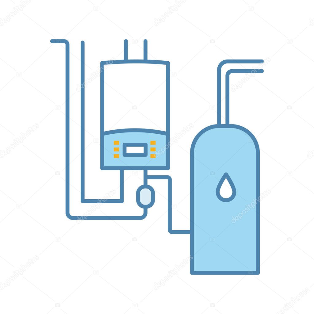 Industrial central heating boiler room color icon.