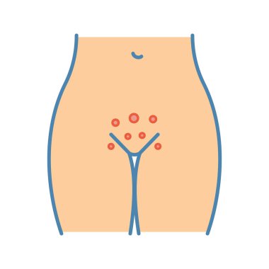 Gynecological infectious vaginal rash color icon. clipart
