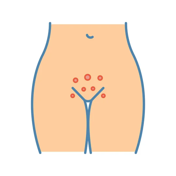 Icona Colore Rash Vaginale Infettivo Ginecologico — Vettoriale Stock