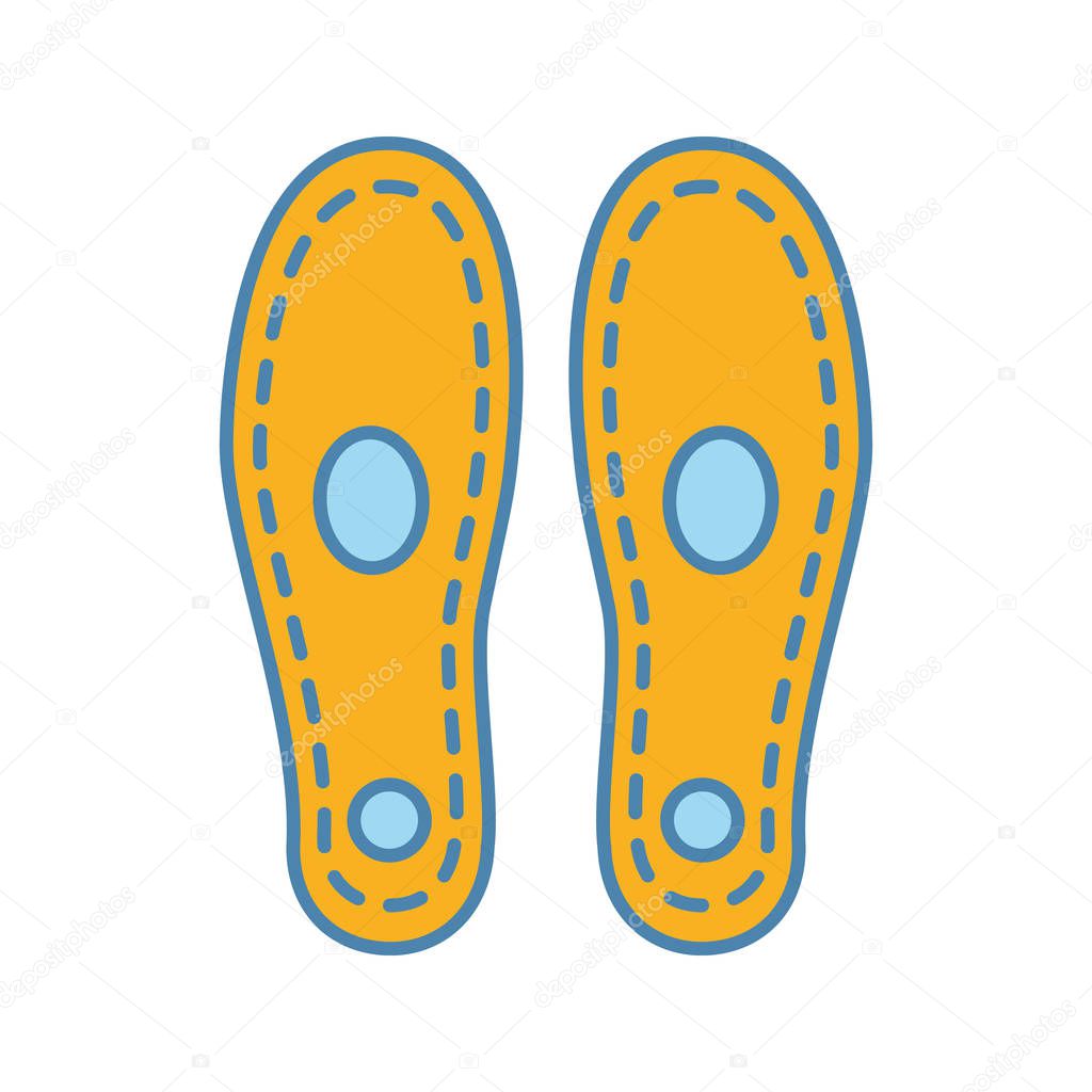 Orthopedic insoles yellow color icon.